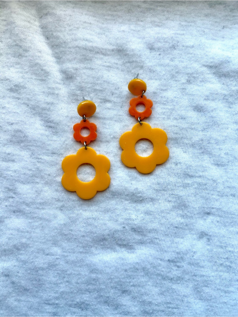 Yellow & Orange Flower Dangle Earrings